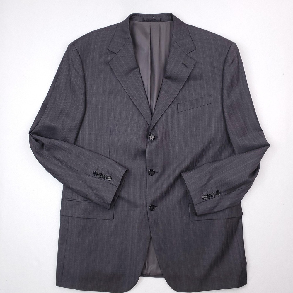 Loro Piana Blazer Mens 44R Gray Pinstripe Wool Four Seasons Classic Suit Jacket